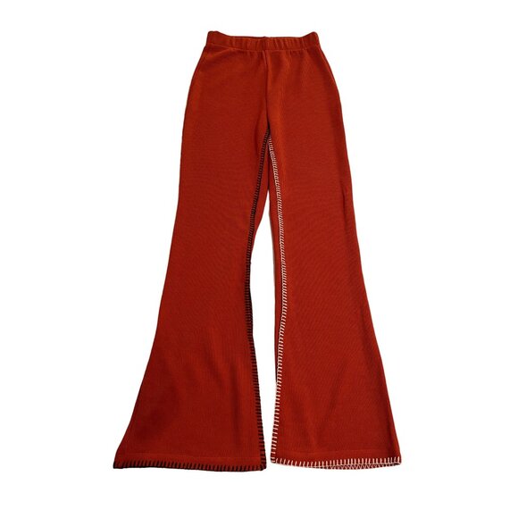 ANIM Living Koza Straight Leg Knit Pants Hemstitch in Rust - Picture 1 of 6